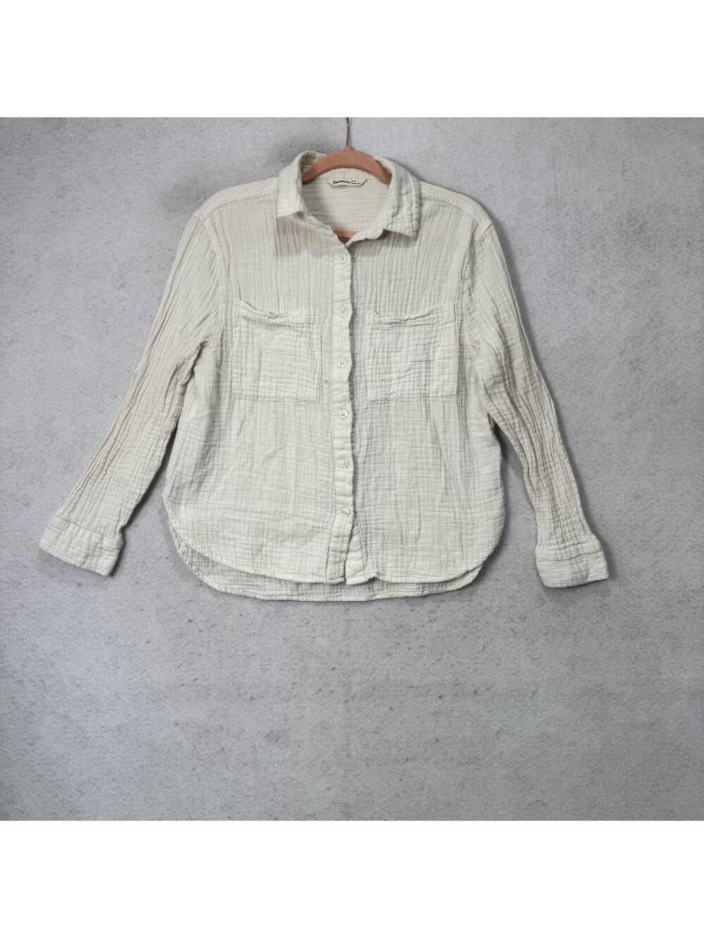 Backcountry Shirt Womens Small White 100% Cotton Button Front Long Sleeve Gauze